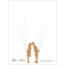  Puszilkodó pár esküvői vendégkönyv, ujjlenyomatfa dekorációs kellék