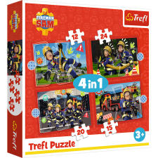 Puzzle,Trefl 4 az 1-ben rejtvény – Sam Trefl 34632 tűzoltó kalandjai puzzle, kirakós