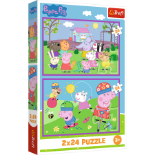 Puzzle,Trefl Puzzle - 2x24 - Peppa on the playground - Peppa Pig 34435 puzzle, kirakós
