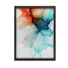  Płynne Kolory: Czerwono-Turkusowa Abstrakcja, 70x100 cm, rama drewniana ciemny brąz, papier matowy 230 gsm