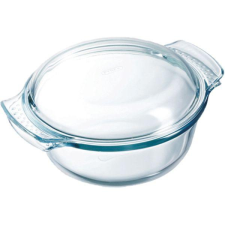 Pyrex Kerek fazék fedővel, hőálló üveg, Pyrex, 21,5 cm edény