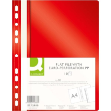 Q-CONNECT A4 euro-perforálással PP, piros - 10 db-os csomag lefűző
