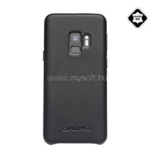 QIALINO műanyag telefonvédő (valódi bőr bevonat) FEKETE (GP-78018) tok és táska