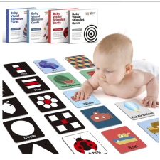 Qingtang Craft Vizuális észlelést fejlesztő képkártyák babáknak - kontrasztos fekete-fehér és színes képek ( Baby Visual Stimulus Cards) kreatív és készségfejlesztő