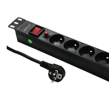 Qoltec 220V túlfeszültség védő hálózati elosztó 19" RACK szekrényhez 2.0m - Fekete (53995) hosszabbító, elosztó