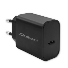 Qoltec 52376 Super Quick 1x USB Type-C Hálózati töltő - Fekete (20W) mobiltelefon kellék