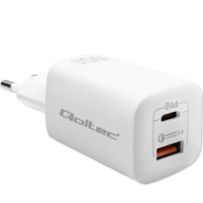 Qoltec Gan Ultra USB-A / USB-C hálózati töltő - Fehér (65W) mobiltelefon kellék
