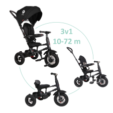 QPlay Rito Air Gel 3in1 gumikerekű tricikli, fekete lábbal hajtható járgány