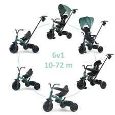 QPLAY Tricikli Elite Platinum Green, 6in1, kor 10-72 hó tricikli