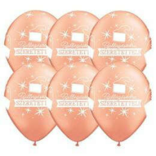 Qualatex 11 inch-es Ballagási Tarisznya Mintás Rózsaarany Színû Latex Lufi party kellék