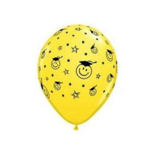 Qualatex 11 inch-es Smile Face Sárga Ballagási Latex Lufi party kellék