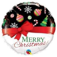 Qualatex 18 inch-es Merry Christmas Red Bow Karácsonyi Fólia Lufi party kellék