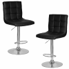 Quasar & Co. 2 db bárszék készlet, Quasar &amp; Co.®, állítható magasságú, 360°-os forgató rendszer, csúszásmentes láb, króm talp, fix fém lábtámasz, ökológiai bőr, fekete