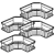 Quasar & Co. 4 sarok zuhanypolc készlet, Quasar & Co.®, felfüggesztett, fém, 24,5 x 24,5 x 6,5/22 x 22 x 6,5 cm, fekete
