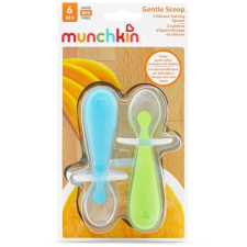 QuidoBergmann Munchkin szilikon kanál, 2 db, zöld/kék (BABYls231b) tányér és evőeszköz