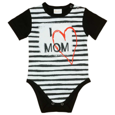  &quot;I LOVE MY MOM&quot; feliratos rövid ujjú baba body fekete kombidressz, body