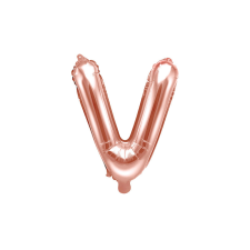  &quot;V&quot; betű fólia lufi 35cm rózsaarany party kellék