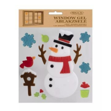 Qx Ablakzselé hóember és madár mintákkal - 20 x 25 cm party kellék