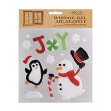 Qx Ablakzselé hóember és pingvin mintákkal - 20 x 25 cm party kellék