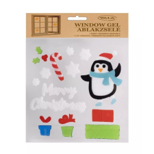 Qx Ablakzselé pingvin és ajándékok mintákkal - 20 x 25 cm party kellék
