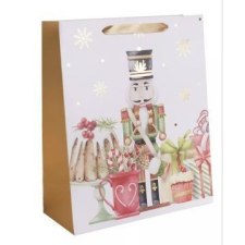 Qx Ajándéktasak A diótörő mintával, 26 x 32 cm - Arany party kellék