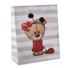 Qx Ajándéktasak katicás maci mintával - 18 x 23 cm party kellék