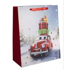 Qx Ajándéktasak piros autó mintával - 26 x 32 cm party kellék