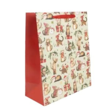 Qx Cicák mikulássapkában mintás ajándéktasak - 31 x 42 cm ajándéktasak