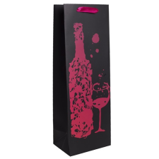 Qx Dísztasak matt boros 12x36 cm fekete/pink ajándéktasak