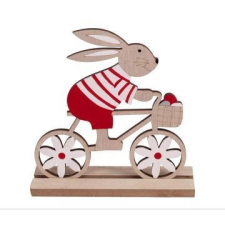 Qx Fa dekoráció nyuszi figurával és biciklivel - 16 cm party kellék