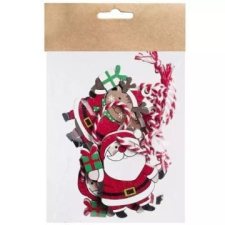 Qx Fa rénszarvas és Mikulás dísz akasztóval - 4 x 6 cm party kellék