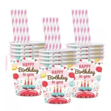 Qx Happy Birthday! papírpohár - 10 db-os party kellék