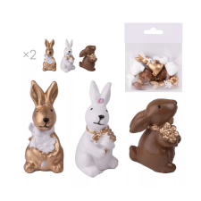 QX-IMP 6db-os Cuki nyuszi figura szett arany, fehér, barna mix dekorációs kellék