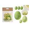 QX-IMPEX KFT IRIS dekor műanyag tojás x12 zöld virágos/csíkos 3x4cm (72026)
