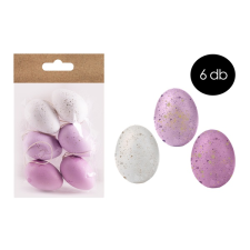 QX-IMPEX KFT IRIS dekor műanyag tojás x6 lila/fehér 4x6cm (72012) party kellék