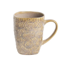 QX-IMPEX KFT Iris kerámia bögre virágos drapp 400ml bögrék, csészék