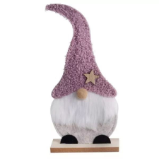 Qx Karácsonyi manó figura talapzattal, fa, 13 x 25 cm - többféle party kellék