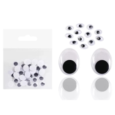 Qx Mozgó szem, ovális 10*12mm 36db/csomag dekorációs kellék