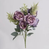 Qx Művirágcsokor, rózsa 30cm 7 virágfej, 5 ág lila