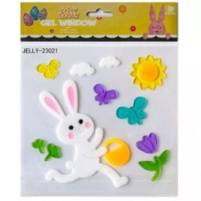 Qx Nyuszi kosárral ablakzselé - 20 x 25 cm party kellék