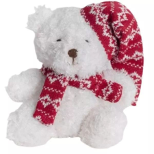 Qx Piros sapkás karácsonyi maci plüssfigura - 16 cm plüssfigura