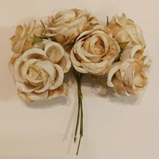 Qx Rózsa pick 6 fej 5cm bézs dekorációs kellék
