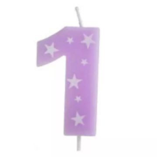 Qx Színes születésnapi számgyertya, 6 cm - 1 party kellék