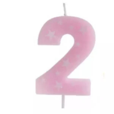 Qx Színes születésnapi számgyertya, 6 cm - 2 party kellék