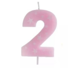 Qx Színes születésnapi számgyertya, 6 cm - 2 party kellék