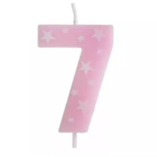Qx Színes születésnapi számgyertya, 6 cm - 7 party kellék