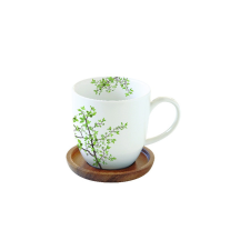 R2S.1080NTRA Porcelánbögre akácfa alátéttel, 350ml, dobozban, Natura bögrék, csészék