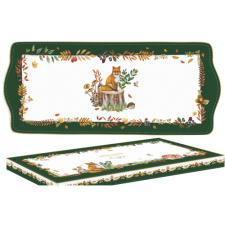  R2S.1109FODR Porcelántálca 35x15cm, dobozban, Forest Dream konyhai eszköz