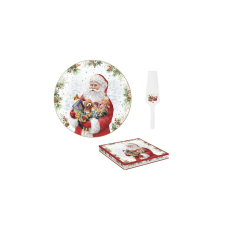 R2S .1112SANC Porcelán tortatál lapáttal, 32cm, dobozban, Santa Is Coming konyhai eszköz