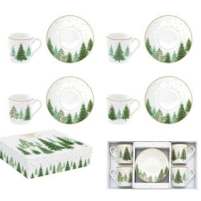 R2S.1475FTRE Porcelán eszpresszócsésze+alj 4 személyes, 100ml, dobozban, Festive Trees bögrék, csészék